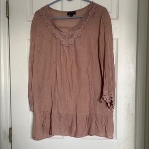 Elegant Women's Lace-Trim Blouse - Mauve